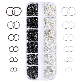 Iron Open Jump Rings, Mixed Color, 4~10x0.7~1mm, Inner Diameter: 2.6~8mm, 1036pcs/set