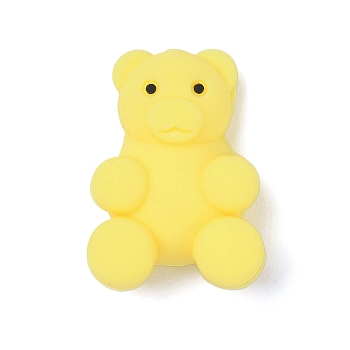 Silicone Beads, Cartoon Animal Bear, Yellow, 29x22x13mm, Hole: 2mm