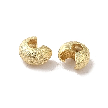 Brass Crimp Beads Covers, Real 24K Gold Plated, 4x2.5mm, Hole: 1.5mm