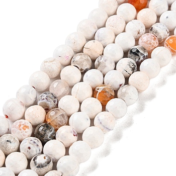 Natural Agate Beads Strands, Dyed & Heated, Faceted, Round, WhiteSmoke, 10mm, Hole: 0.8mm, about 37pcs/strand, 14.96''(38cm)