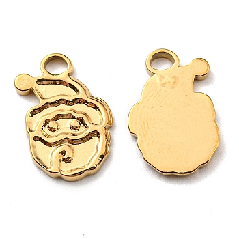 Ion Plating(IP) 304 Stainless Steel Pendants, Christmas Theme, Santa Claus Charm, Golden, 15x11x1.5mm, Hole: 1.8x2.3mm