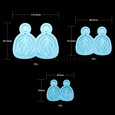 3個3スタイルDIYリーフダングルスタッドピアスシリコンモールド(DIY-LS0003-14)-2