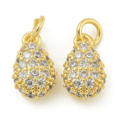 Real 18K Gold Plated Clear Teardrop Brass+Cubic Zirconia Charms