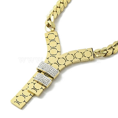 304 Stainless Steel with Cubic Zirconia Necklaces(NJEW-Q322-01G)-3