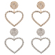 2 Pairs 2 Colors Crystal Rhinestone Hollow Out Heart Dangle Stud Earrings(EJEW-AN0001-26)-1