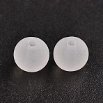 Transparent Acrylic Ball Beads, Frosted Style, Round, Clear, 8mm, Hole: 2mm(X-FACR-R021-8mm-16)