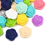 Food Grade Eco-Friendly Silicone Beads, Double-sided Rose, Mixed Color, 20.5x12.5mm, Hole: 2mm(FIND-WH0125-43)