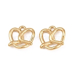304 Stainless Steel Charms, Pretzel Shape Charms, Real 14K Gold Plated, 12x12.5x4mm, Hole: 1.5mm(STAS-L022-586G)