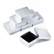 Cardboard Jewelry Boxes, for Ring, Earring, Necklace, with Sponge Inside, Square, Silver, 7.4x7.4x3.2cm(CBOX-S018-08F)