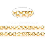Brass Rolo Chains, Belcher Chains, Soldered, Long-Lasting Plated, with Spool, Cadmium Free & Nickel Free & Lead Free, Golden, 3x1mm, about 301.83 Feet(92m)/roll(CHC-S008-002D-G)