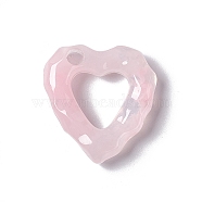 Transparent Resin Pendants, Large Hole Pendant, Water Ripple Heart Charm, Pink, 26x24x6.5mm, Hole: 4mm(RESI-E029-02A)