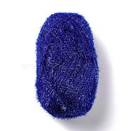 Polyester Crochet Yarn, Sparkling Scrubby Yarn, for Dish Scrubbies, Dishcloth, Decorating Crafts Knitting, Blue, 10~13x0.5mm, 218.72 yard(200m)/roll(OCOR-G009-01D)