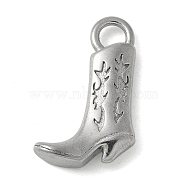 304 Stainless Steel Pendants, Cowboy Boots Charms, Stainless Steel Color, 21.5x12.5x4mm, Hole: 2.8x3mm(STAS-L277-05D-P)