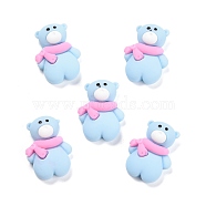 Opaque Resin Cabochons, Christmas Theme, Bear with Scarf, Light Sky Blue, 22x16x8mm(CRES-D004-01)