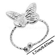 Stainless Steel Butterfly Cuff Ring for Unisex, Minimalist Adjustable Opening Ring, Stainless Steel Color(WJ8900-1)