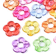 Transparent Acrylic Beads Frames, Flower, Mixed Color, 18x19x4mm, Hole: 1.2mm, Inner Diameter: 6mm, about 690pcs/500g(MACR-S296-32)