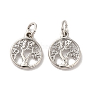 Brass Charms, with Jump Ring, Tree of Life Charm, Platinum, 12.5x10x1.5mm, Hole: 3.5mm(X-KK-Q403-01P)