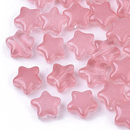 Transparent Spray Painted Glass Beads, Star, Imitation Jelly, Hot Pink, 8x8x4mm, Hole: 0.8~1mm(X-GLAA-N035-01-A03)