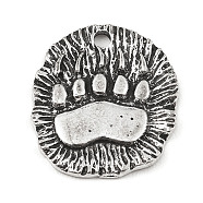 Alloy Pendants, Flat Round, Personality Accessories, Paw Print, 20.5x18x1.5mm, Hole: 2mm(PALLOY-D017-02C-AS)