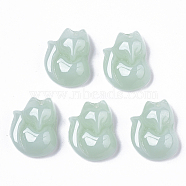 Spray Painted Glass Pendants, Imitation Jade, Fox, Pale Turquoise, 18x14x7mm, Hole: 1mm(GLAA-N035-09A-A03)