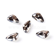 Glass Rhinestone Cabochons, Pointed Back & Back Plated, Faceted, Right Teardrop, Satin, 6x10x3.5mm(RGLA-I003-F01-001SA)