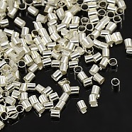 2MM Brass Tube Crimp Beads, Cadmium Free & Lead Free, Silver Color Plated, Fashion Accessory Jewelry DIY, about 2mm wide, 2mm long, hole: 1.5mm, about 955pcs/10g(X-E003-S)