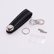PU Leather Keychain, with Zinc Alloy Accessories, Black, 10.5x1.96cm(KEYC-WH0018-30D)