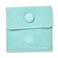 Square Velvet Jewelry Bags, with Snap Fastener, Turquoise, 6.7~7.3x6.7~7.3x0.95cm(TP-B001-01A-06)