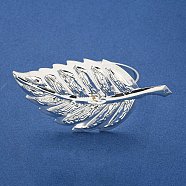 Alloy Napkin Rings, Napkin Holder Adornment, Restaurant Daily Accessiroes, Leaf, Platinum, 70x36mm(AJEW-WH0140-33)