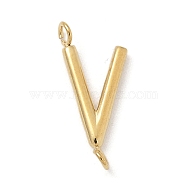 304 Stainless Steel Letter Connector Charms, Real 14K Gold Plated, Letter V, 12x5x2mm, Hole: 1.2mm(STAS-M108-01G-22)