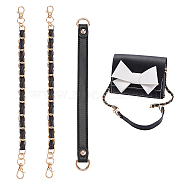 WADORN 3Pcs 2 Style PU Leather Shoulder Strap Bag Chain Straps, with Alloy Findings, for Bag Straps Replacement Accessories, Black, 26.5~27.2x1.05~1.75x0.3~0.55cm(FIND-WR0009-26)