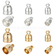 36Pcs 6 Style Brass Cord End Cap for Jewelry Making, Long-Lasting Plated, Real 24K Gold Plated & 925 Sterling Silver Plated, 9~11x5~8mm, Hole: 1.6mm, Inner Diameter: 4~7mm, 6Pcs/style(KK-BBC0010-92)