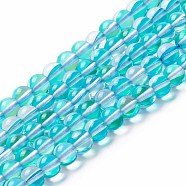Synthetic Moonstone Beads Strands, Round, Cyan, 6mm, Hole: 0.8mm, about 63pcs/strand, 14.57''~15.55''(37~39.5cm)(G-E573-02A-07)