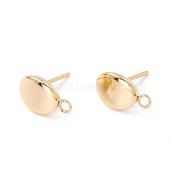 201 Stainless Steel Stud Earring Findings, with 304 Stainless Steel Pins and Horizontal Loops, Oval, Light Gold, 12x7mm, Hole: 1.6mm, Pin: 0.7mm(X-STAS-G266-15LG)