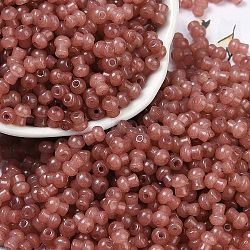 Transparent Colours Glass Seed Beads, Mushroom, Rosy Brown, 5.5x4.5mm, Hole: 1mm, 4150pcs/pound(SEED-R001-01J)