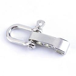 Alloy D-Ring Anchor Shackle Clasps, Cadmium Free & Lead Free, Platinum, 41.5~55x27~30x7.5mm, Hole: 5x7mm(PALLOY-S078-P)