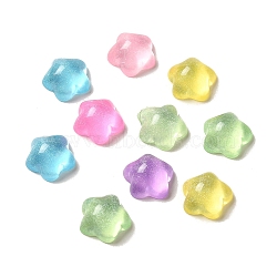 Transparent Resin Decoden Cabochons with Glitter Powder, Mixed Color, Flower, 11.5x12.5x6mm(RESI-E053-08F)