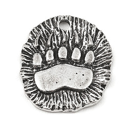 Alloy Pendants, Flat Round, Personality Accessories, Paw Print, 20.5x18x1.5mm, Hole: 2mm(PALLOY-D017-02C-AS)