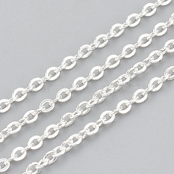 3.28 Feet 304 Stainless Steel Cable Chains, Soldered, Flat Oval, Silver, 2x1.5x0.4mm(X-CHS-R002-0.4mm-S)