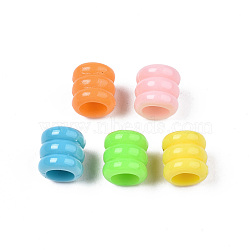 Opaque Acrylic European Beads, Large Hole Groove Beads, Column, Mixed Color, 7x7mm, Hole: 4mm, about 2900pcs/500g(MACR-N009-006)