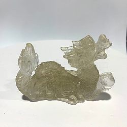 Natural Quartz Crystal Dragon Display Decorations, Resin Figurine Home Decoration, for Home Feng Shui Ornament, 85x35x60mm(WG87302-04)