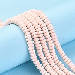 Handmade Polymer Clay Beads Strands, for DIY Jewelry Crafts Supplies, Flat Round, Bisque, 6~7x3mm, Hole: 1.5mm, about 113~116pcs/strand, 15.55 inch~16.14 inch(39.5~41cm)(CLAY-N008-008-13)