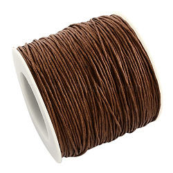 Eco-Friendly Waxed Cotton Thread Cords, Macrame Beading Cords, for Bracelet Necklace Jewelry Making, Saddle Brown, 1mm, about 100yards/roll(YC-R008-1.0mm-299)