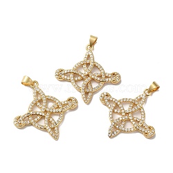 Rack Plating Brass Pave Cubic Zirconia Pendants, Lead Free & Cadmium Free, Real 18K Gold Plated, Long-Lasting Plated, Rhombus Charm, Clear, 33x30.5x2.5mm, Hole: 4x3.5mm(KK-O142-51G)