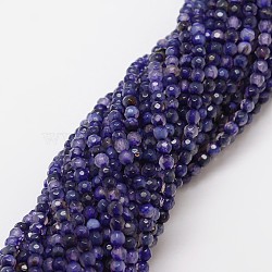 Natural Agate Bead Strands, Dyed, Faceted, Round, DarkSlate Blue, 4mm, Hole: 0.8mm, about 90~92pcs/strand, 14 inch(X-G-G882-4mm-C01-1)