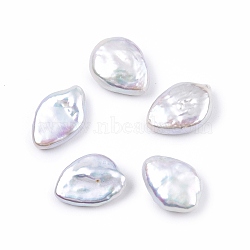 Natural Baroque Keshi Pearl Beads, Freshwater Pearl Beads, No Hole, Drop, Floral White, 14.5~15.5x10.5~11.5x5mm(PEAR-N020-P24)