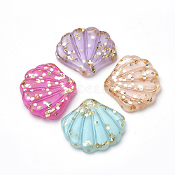 Resin Paillette Pendants, Shell, Mixed Color, 20x22x3mm, Hole: 1.6mm(X-CRES-S303-50)
