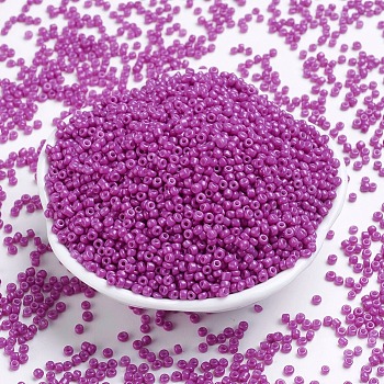 (Repacking Service Available) Baking Paint Glass Seed Beads, Magenta, 6/0, 4~5x3~4mm, Hole: 1~2mm, 12g/bag
