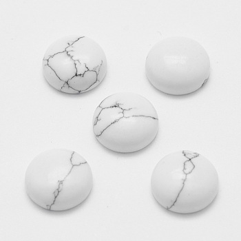Synthetic Howlite Cabochons, Half Round, 10x4mm