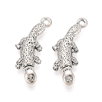 Tibetan Style Alloy Pendants, Duckbill Charms, Antique Silver, 25.5x10x3mm, Hole: 1.6~1.7mm